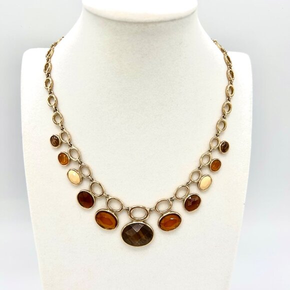 GORGEOUS CAROLINA HERRERA SIGNED FACETED RHINESTONE GOLD TONE CHAIN NECKLACE - Picture 2 of 5